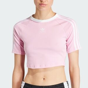 Adidas Originals Pink ADICOLOR 3-STRIPES BABY TEE in size S